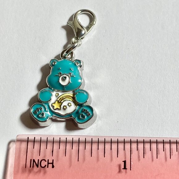 Care Bears Wish Bear Turquoise Blue Clip On Charm Rainbow Enamel Zipper Pull Bag - Picture 5 of 8